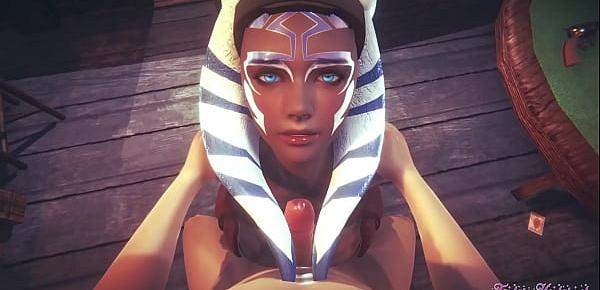  Starwars Hentai POV Ahsoka 3D 4D - blowjob and fucked cowgirl stily with creampie